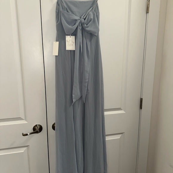 MUMU Lauren Tie Maxi Dress Steel Blue Chiffon - www.panoramagroup.in